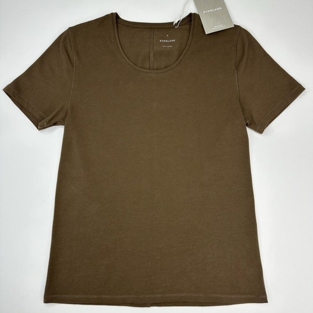 Everlane Womens Supima Cotton Scoopneck Tee Cocoa Brown Short Sleeve Small NWT - Picture 4 of 11